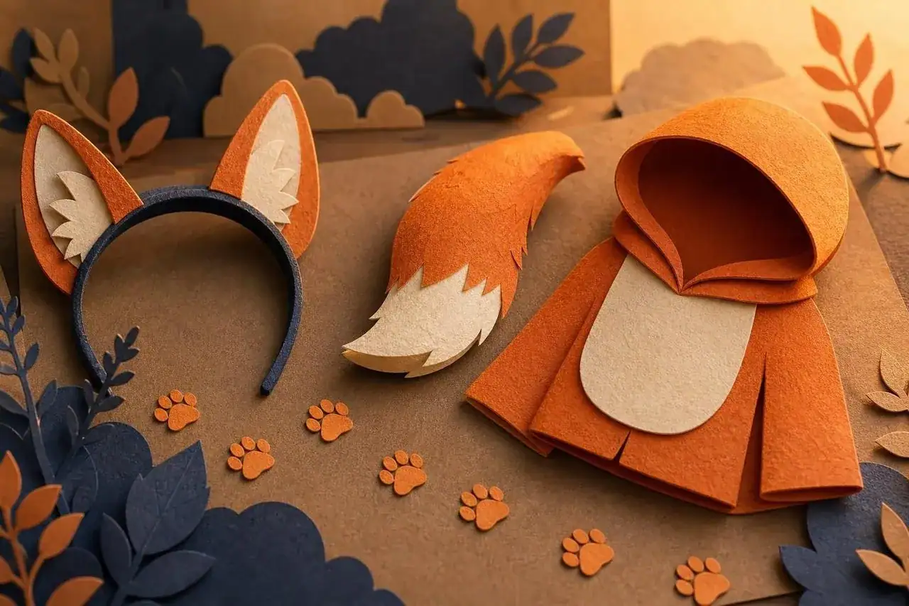 The three parts of an animal costume.