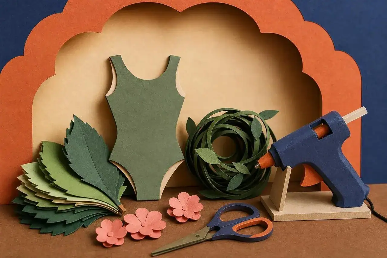 The leaves and base garment used to make a leafy costume.