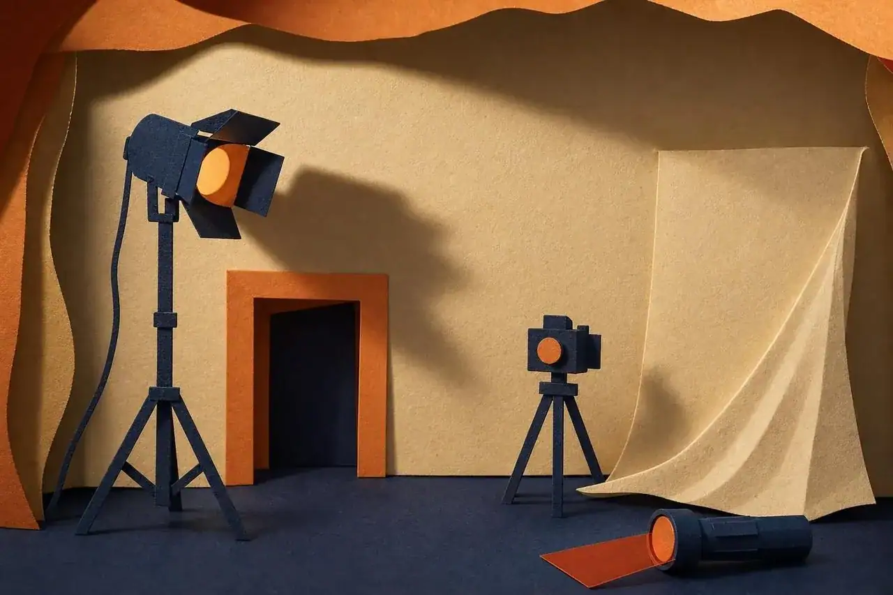A simple set for a scary-scene photo shoot.