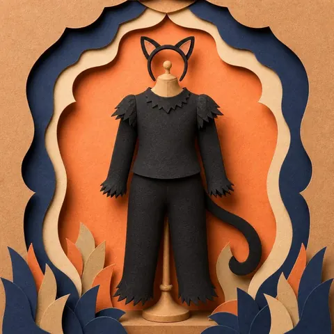 Paper-cut illustration: The cat