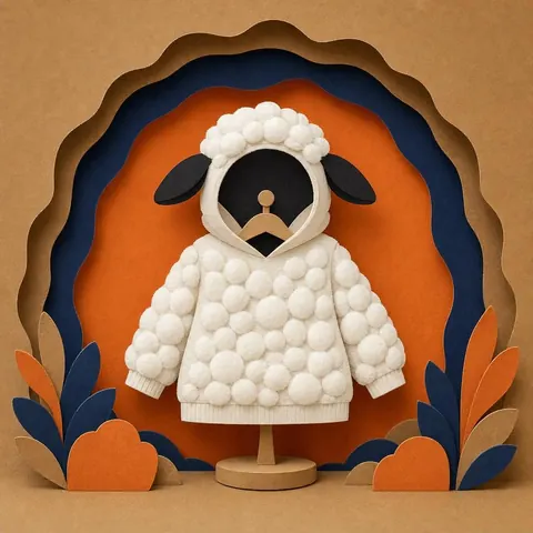 Paper-cut illustration: The sheep