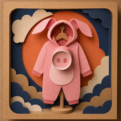 Paper-cut illustration: The pig