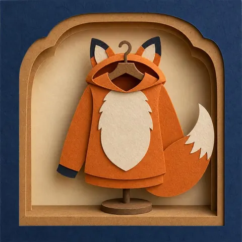Paper-cut illustration: The fox