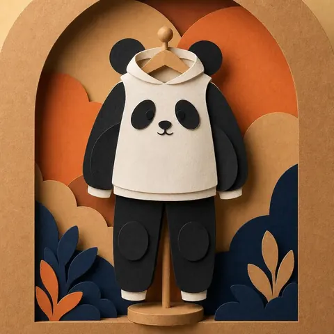 Paper-cut illustration: The panda