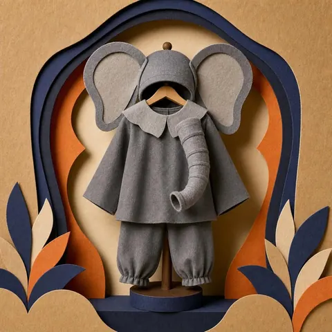 Paper-cut illustration: The elephant