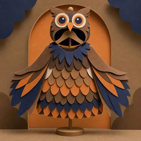 Paper-cut illustration: The owl