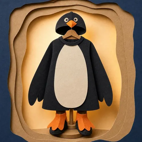 Paper-cut illustration: The penguin