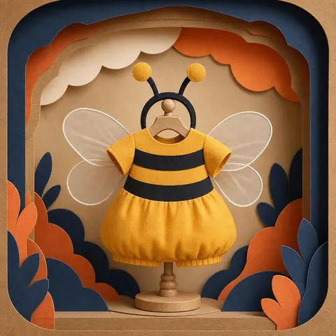 Paper-cut illustration: The ladybug or bee