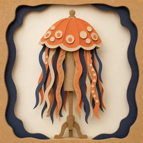 Paper-cut illustration: The octopus or jellyfish