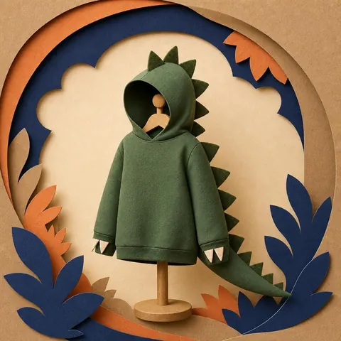 Paper-cut illustration: The dinosaur