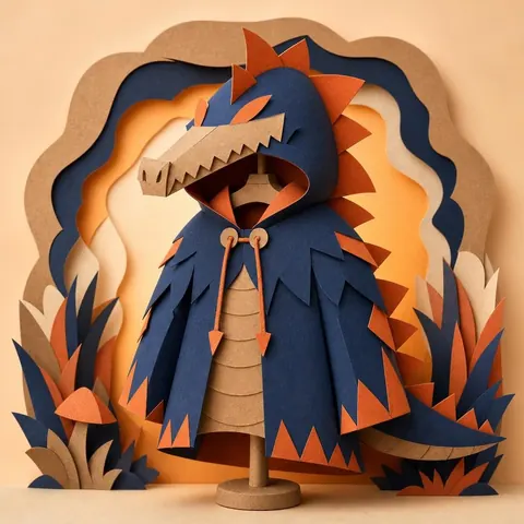 Paper-cut illustration: The dragon or crocodile
