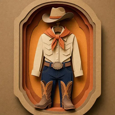 Paper-cut illustration: The cowgirl