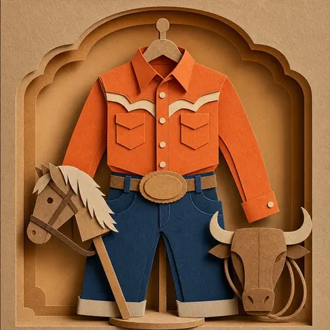 Paper-cut illustration: The rodeo rider