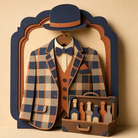 Paper-cut illustration: The traveling salesman