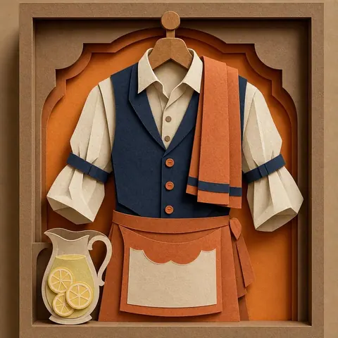 Paper-cut illustration: The saloon keeper