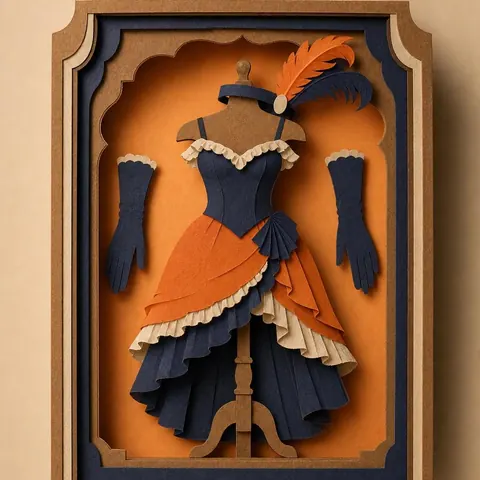 Paper-cut illustration: The saloon performer