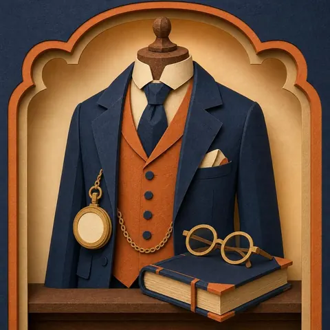 Paper-cut illustration: The storekeeper or banker