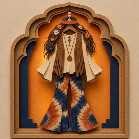 Paper-cut illustration: The hippie
