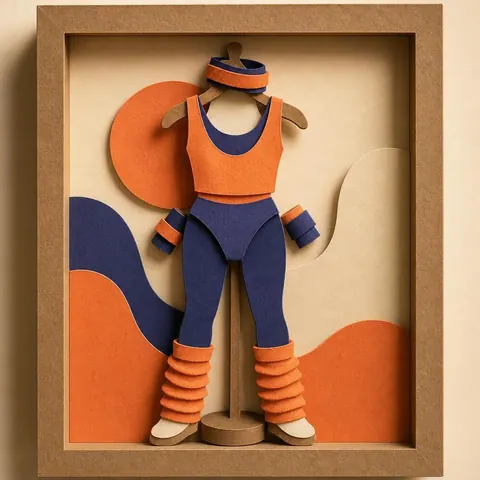 Paper-cut illustration: The aerobics fan