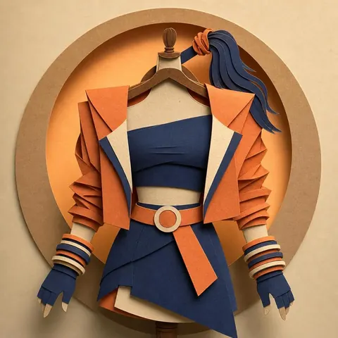 Paper-cut illustration: The neon pop star