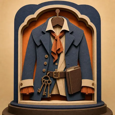 Paper-cut illustration: The quartermaster