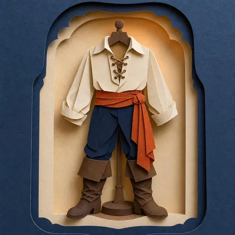 Paper-cut illustration: The swashbuckler