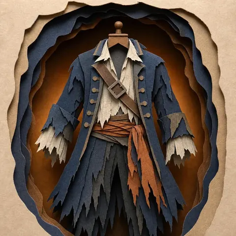 Paper-cut illustration: The ghost pirate