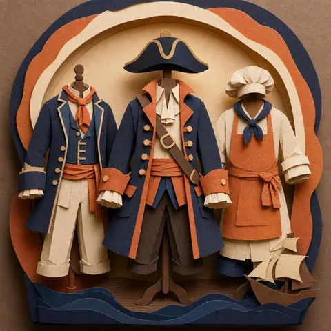 Paper-cut illustration: The pirate pair or crew