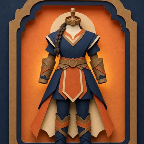 Paper-cut illustration: The warrior princess