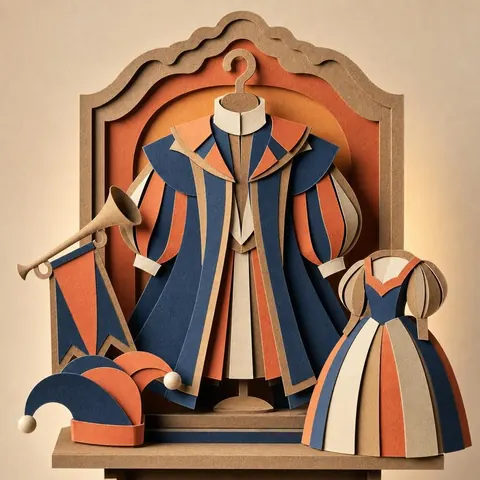 Paper-cut illustration: The royal court