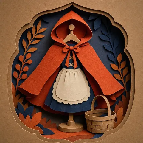 Paper-cut illustration: The girl in the red hood