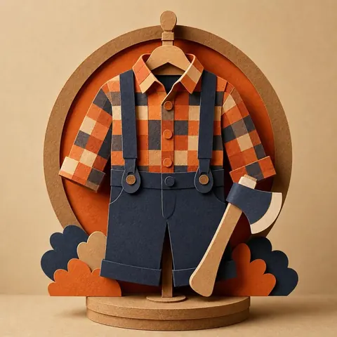 Paper-cut illustration: The woodcutter