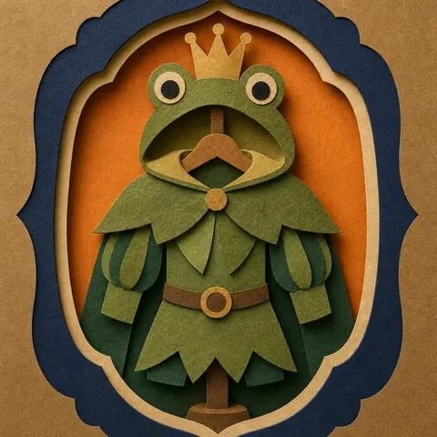 Paper-cut illustration: The frog prince