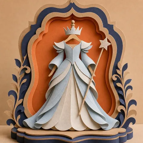 Paper-cut illustration: The fairy godmother