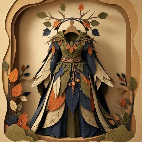 Paper-cut illustration: The enchanted forest sprite