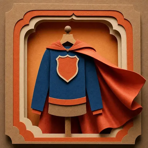 Paper-cut illustration: The caped flier