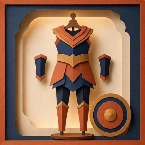 Paper-cut illustration: The warrior hero