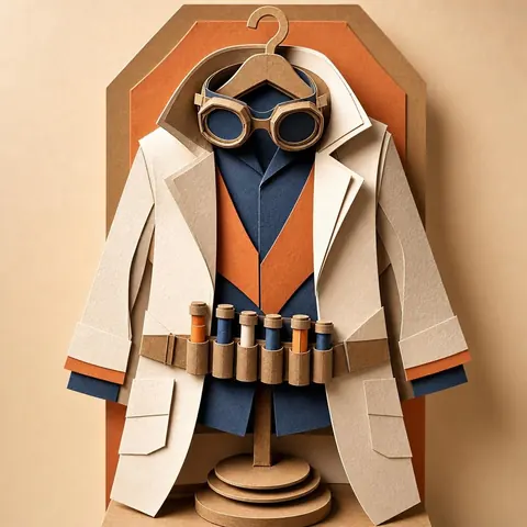 Paper-cut illustration: The inventor hero