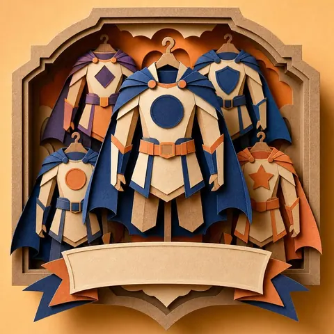 Paper-cut illustration: The team