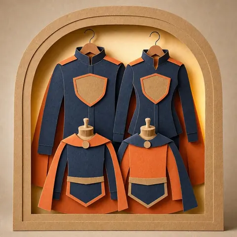 Paper-cut illustration: The family of heroes