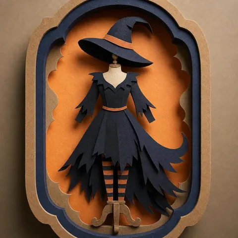 Paper-cut illustration: The classic witch