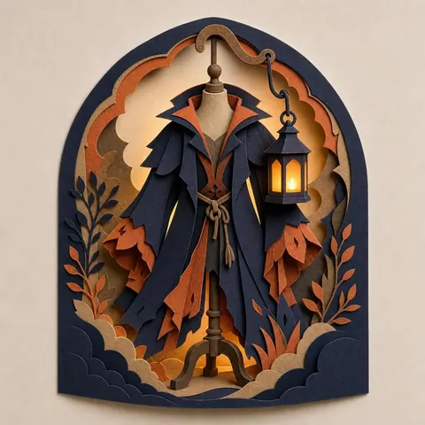 Paper-cut illustration: The lantern witch
