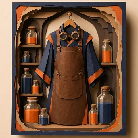 Paper-cut illustration: The alchemist