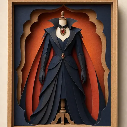 Paper-cut illustration: The vampire in evening wear