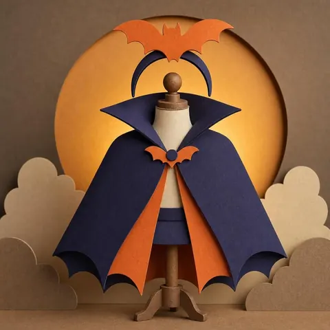 Paper-cut illustration: The friendly vampire