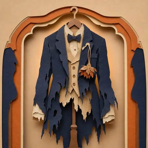 Paper-cut illustration: The zombie bride or groom