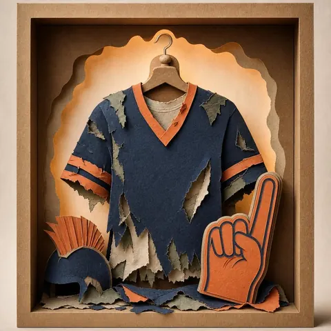 Paper-cut illustration: The zombie sports fan