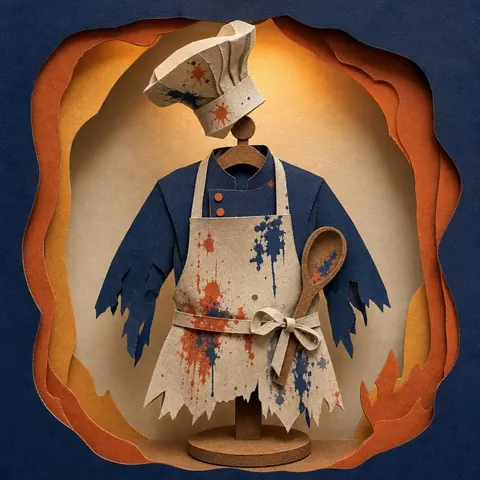Paper-cut illustration: The zombie chef