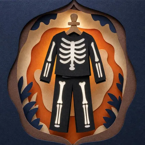 Paper-cut illustration: The skeleton