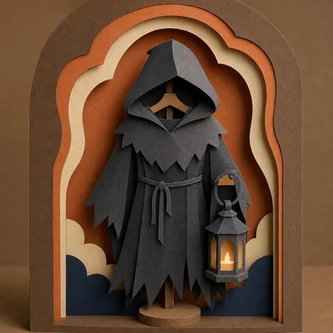 Paper-cut illustration: The shadow ghoul